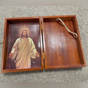 Vintage Holy Bible Brotherhood of Carpenters Union Made Wood Stash Trinket Box